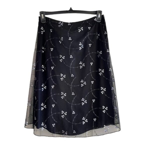 James Reva Black Tulle Skirt with Sequin & Embroidery Overlay - Size Small - Picture 5 of 5